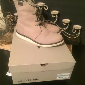 Lacoste grayish tan boots size 8.5